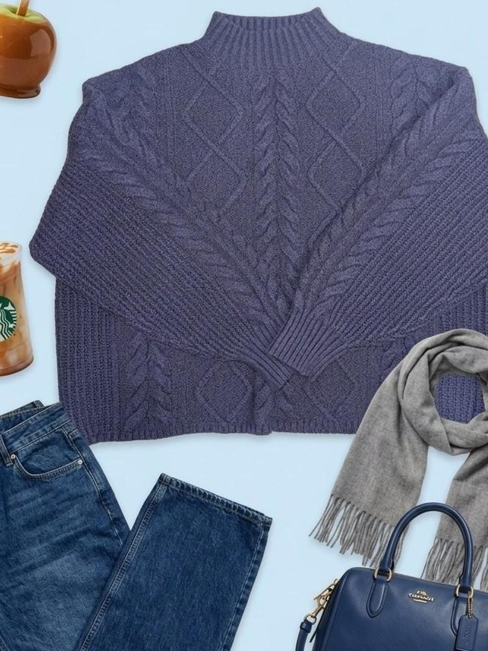 Old Navy Cable Knit Mock Neck Sweater In Deep Blue